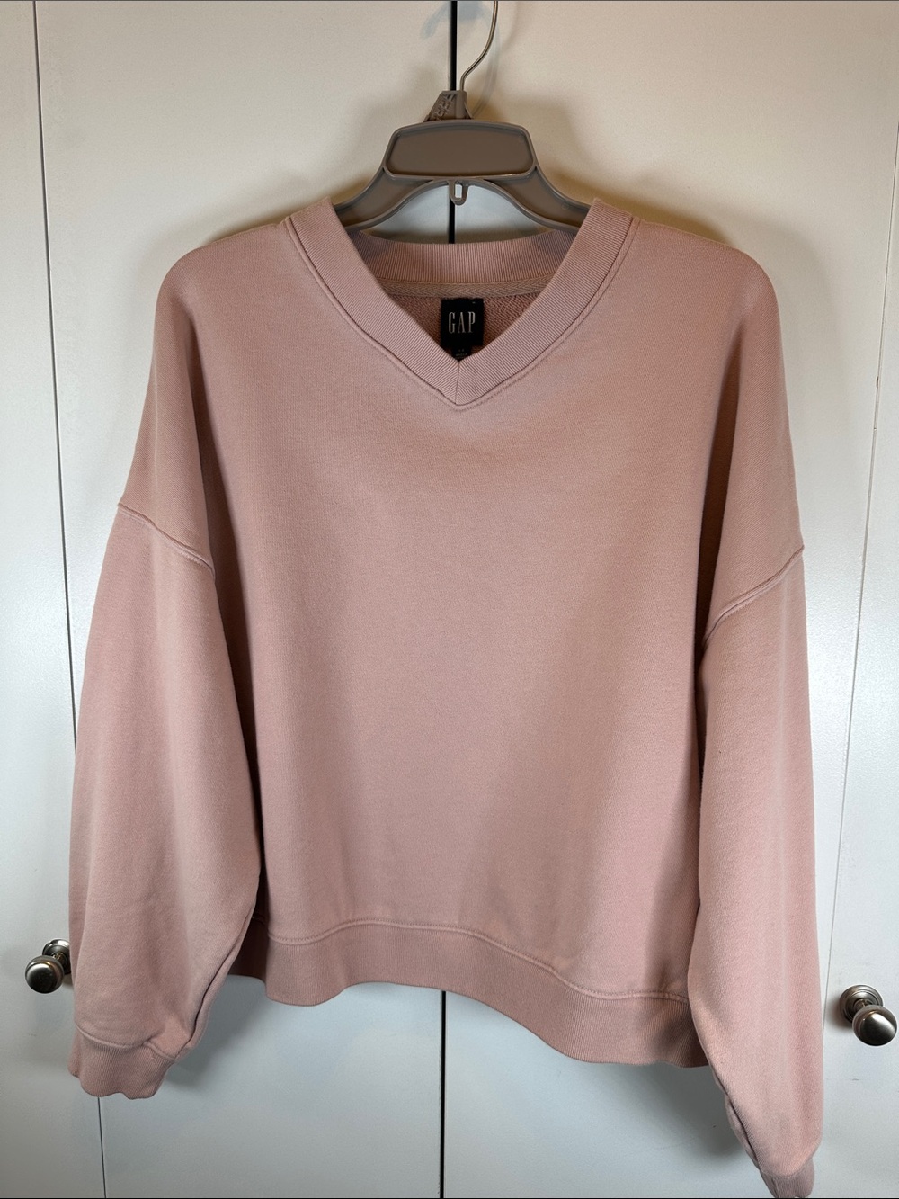 GAP French Terry V Neck in Dusty Pink Size L - Picture 3 of 5